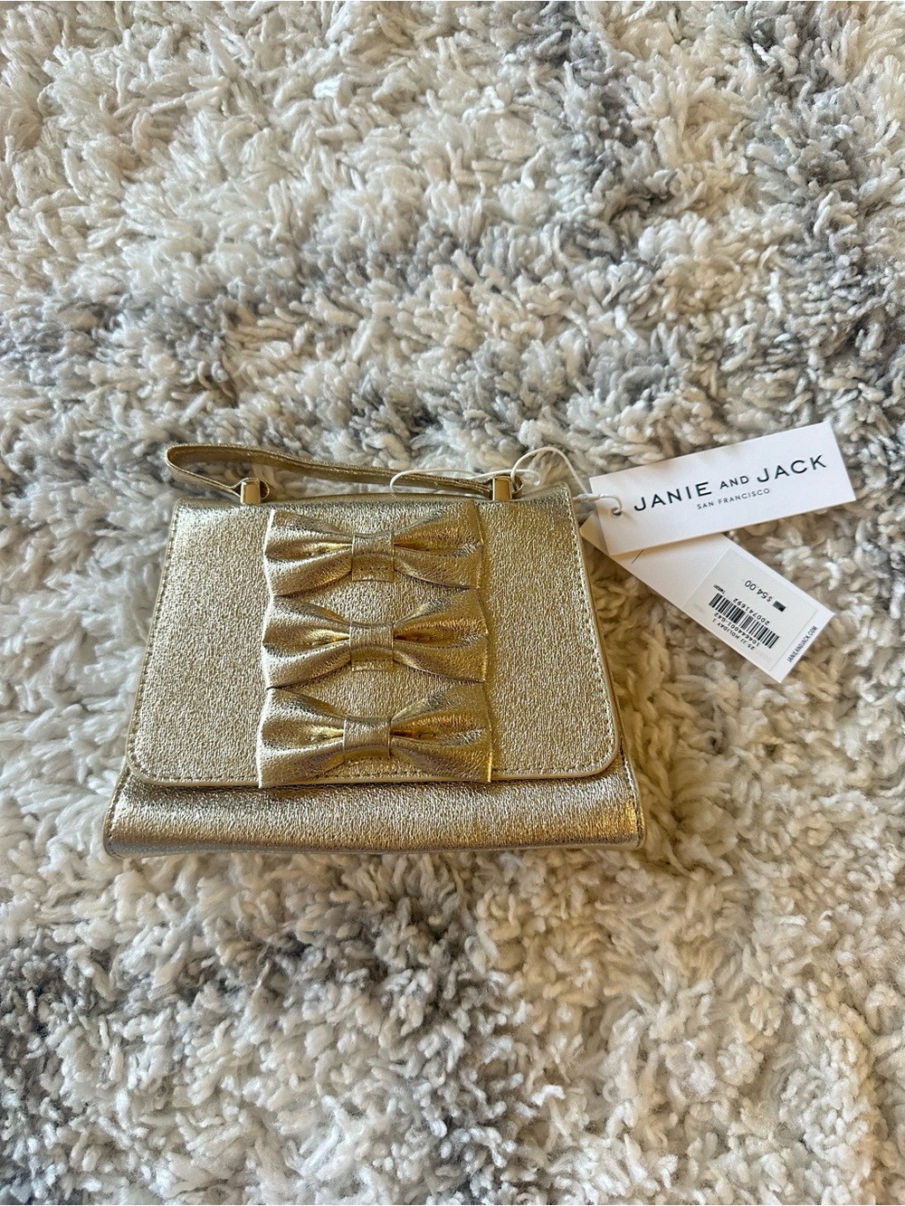 Janie and Jack kids girls gold bow purse handbag